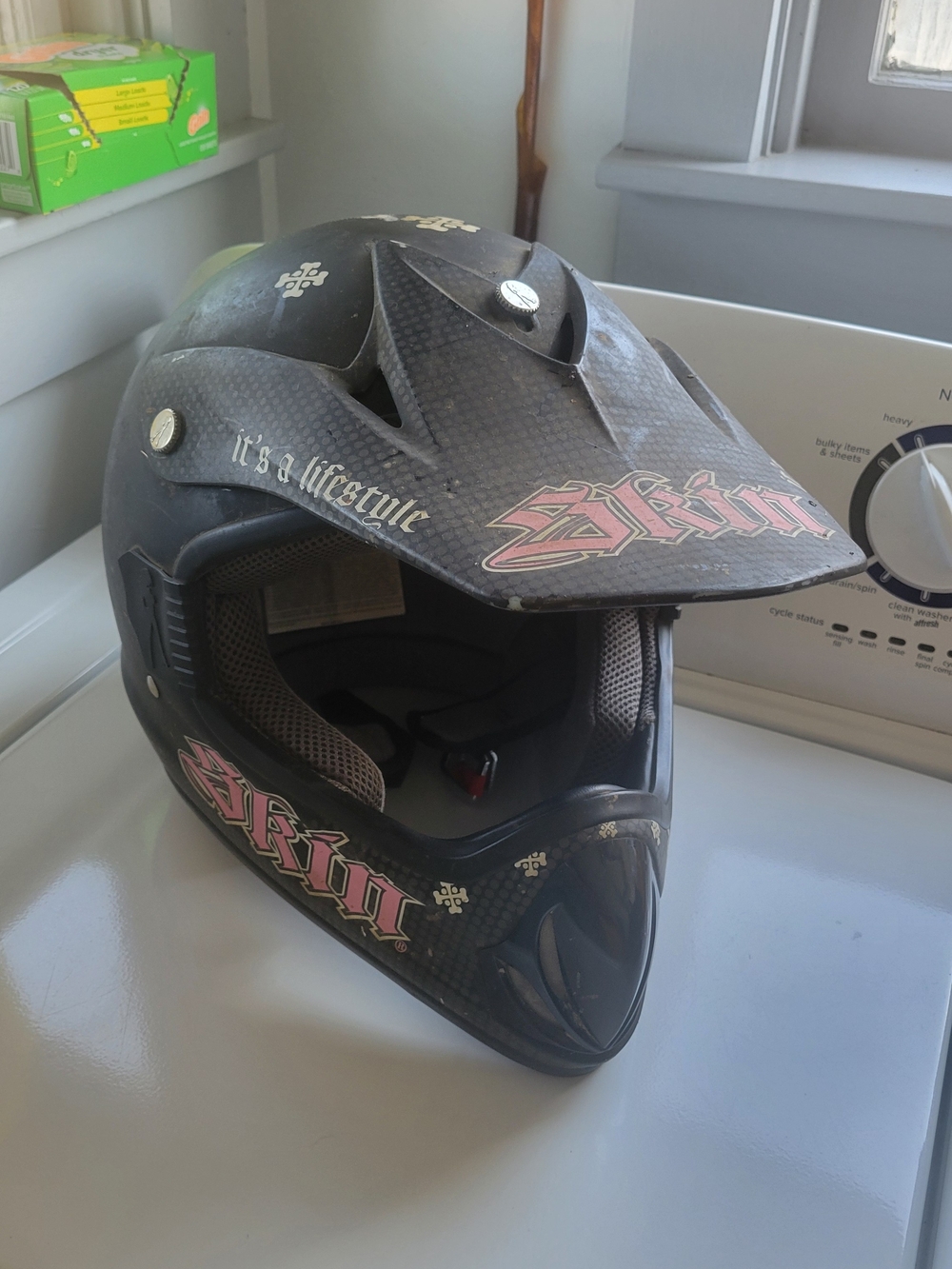 Skullcandy Black Helmet with Pink Graphics - Women's Motocross Style